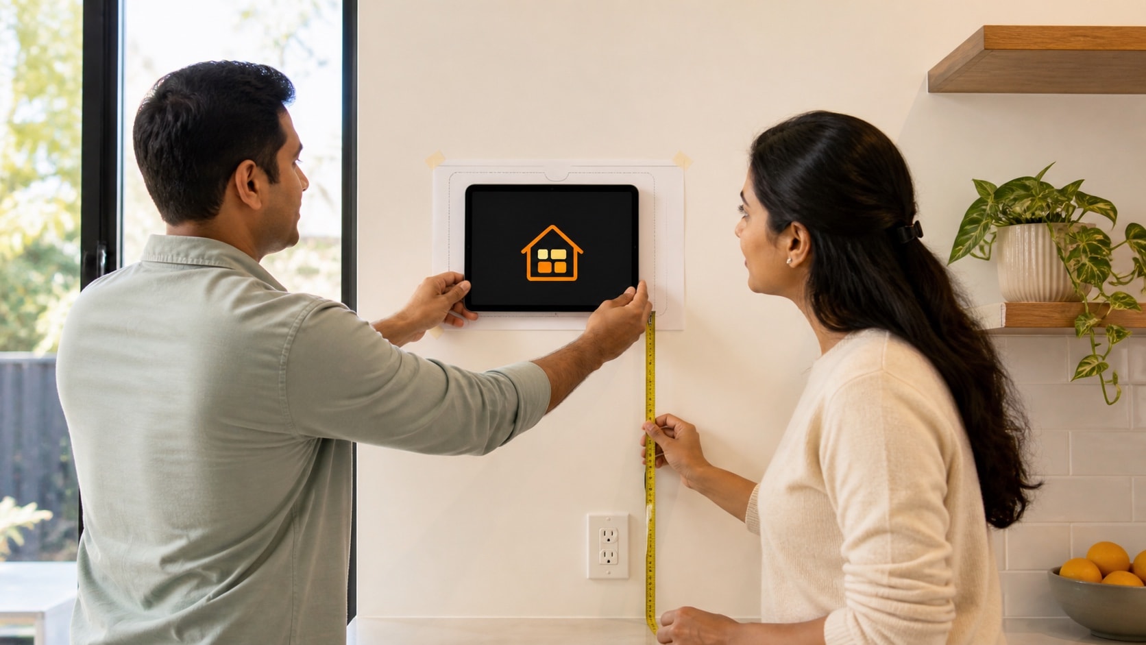 Checking wall height with a HomeDeck iPad template