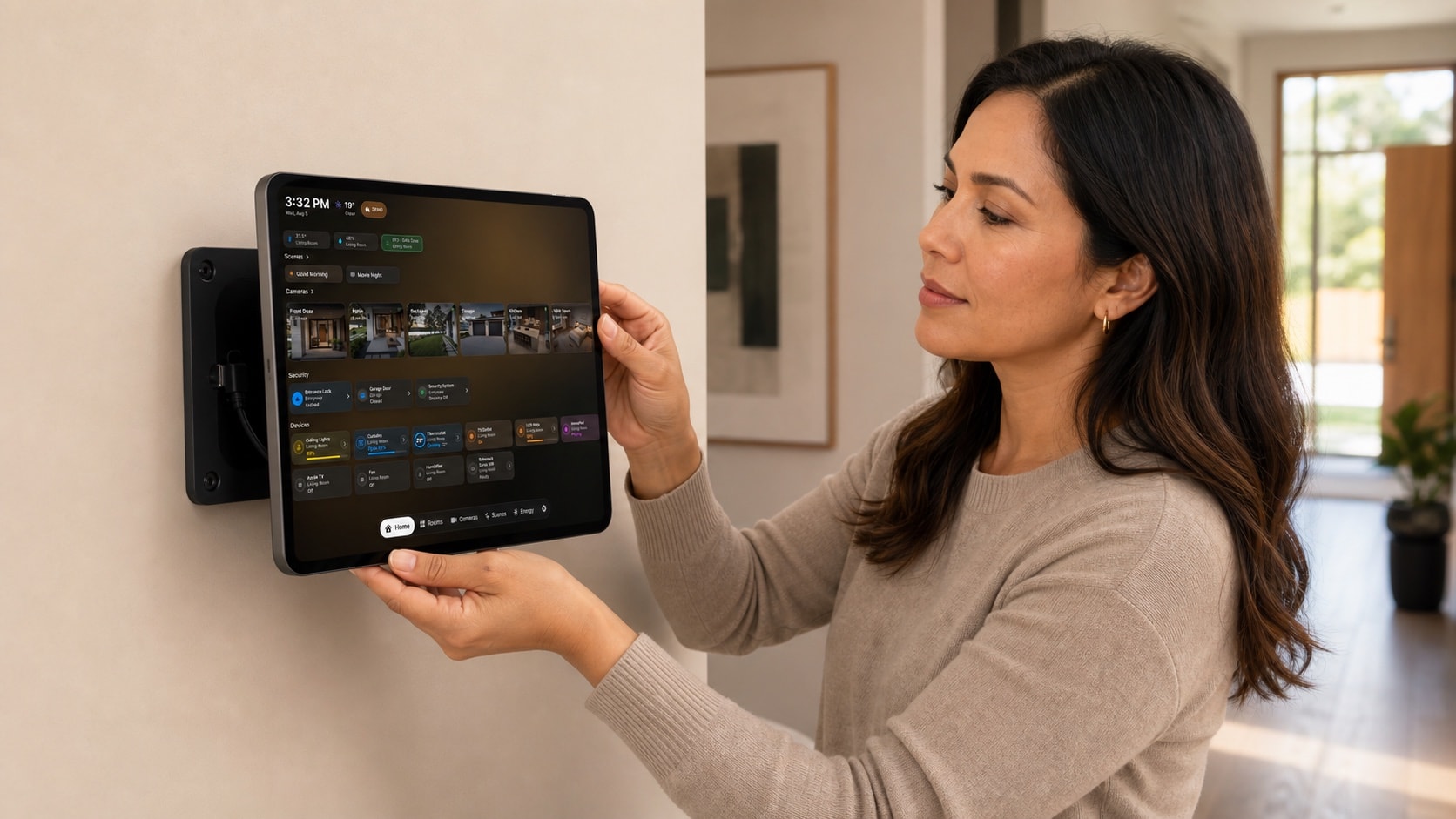 Removing a HomeDeck iPad from its wall mount for service