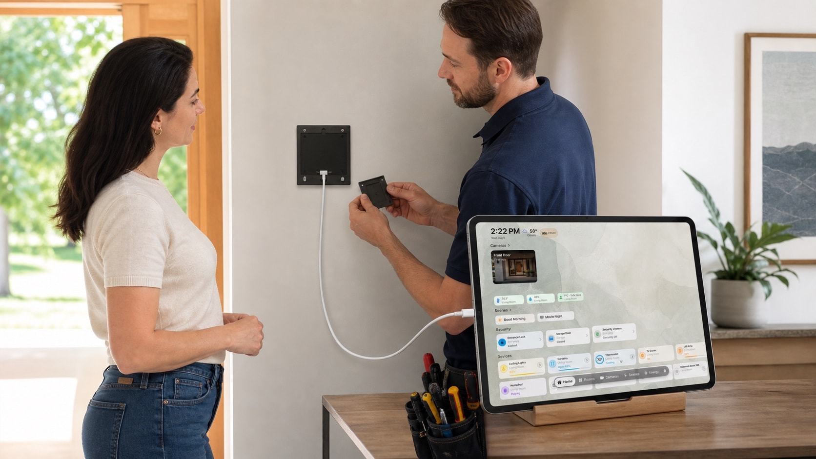 Planning accessible power for a removable HomeDeck iPad mount